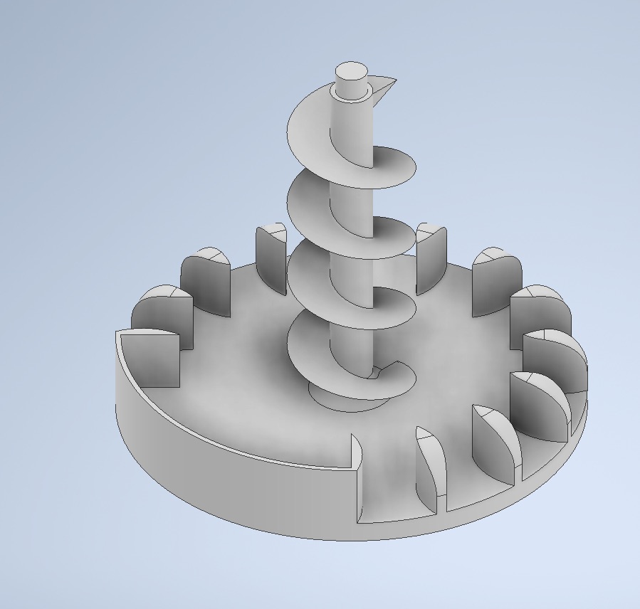CAD model of the disk and spiral agitator
